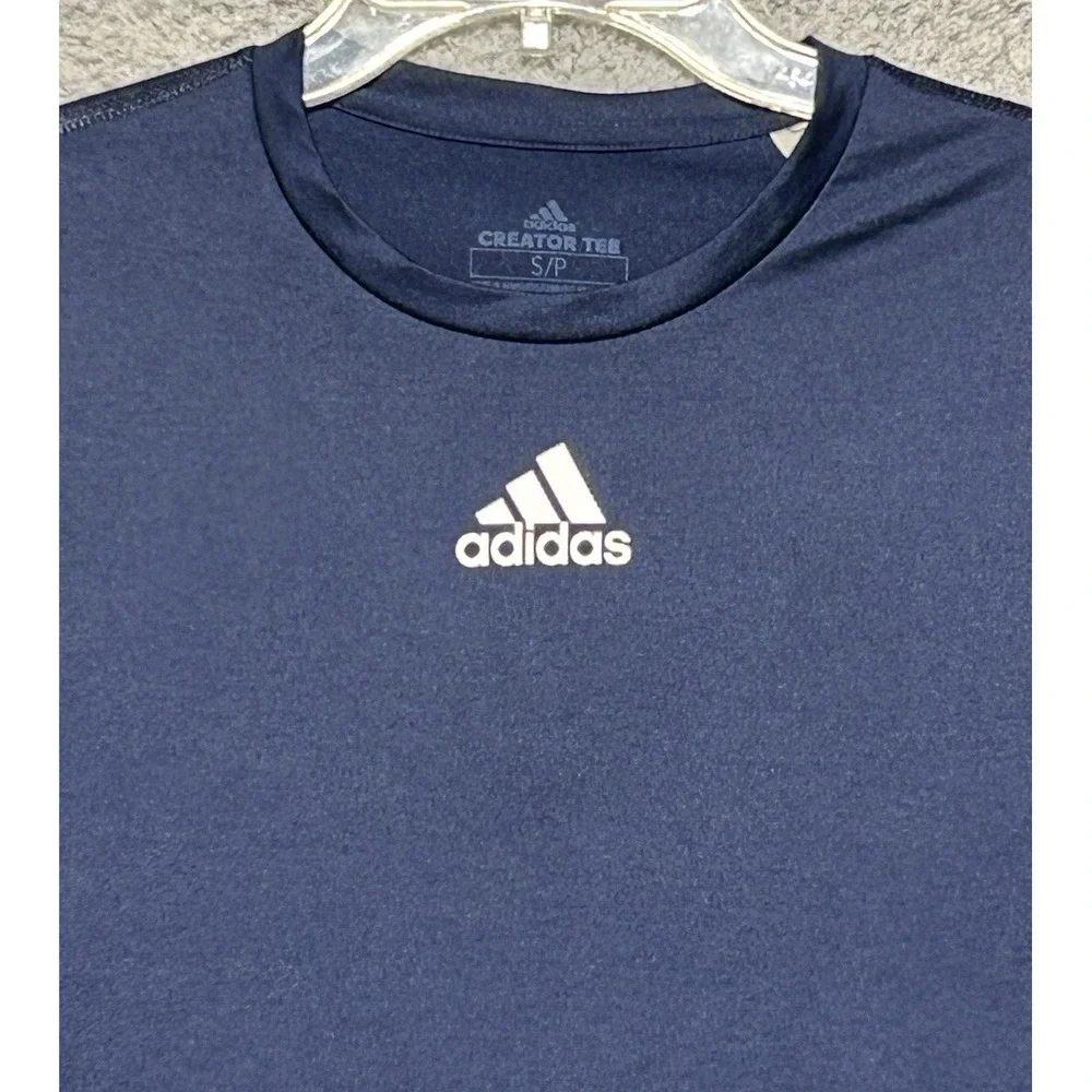 Adidas Mens Creator Tee Long‎ Sleeve Workout Shirt Blue Small Stretch Athleisure